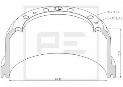 PE AUTOMOTIVE 01650200a -  Тормозной барабан